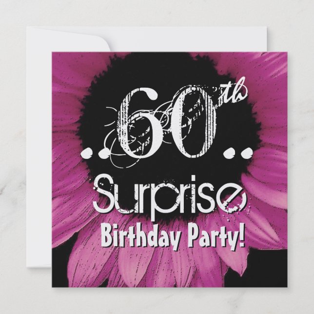 Invitación Sorpresa cumpleaños 60 Metálico (Anverso)