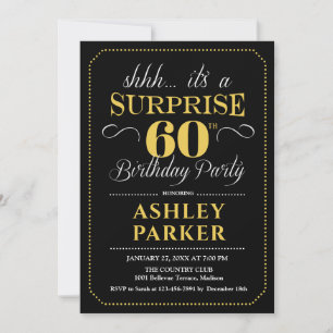 Invitación Sorpresa Cumpleaños 60 - Negro Oro