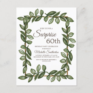 Invitación Sorpresa Cumpleaños 60 Verde Hojas