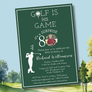 Invitación Sorpresa Cumpleaños 80 Stylish Hombre Golf Foto