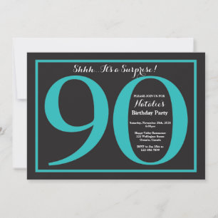 Invitación Sorpresa Cumpleaños 90 Rojo y Pizarra Negra