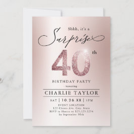 Invitación Sorpresa de adultos rosa moderno 40 años