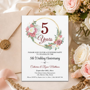 Invitación Sorpresa de aniversario de bodas 5to. arreglo flor