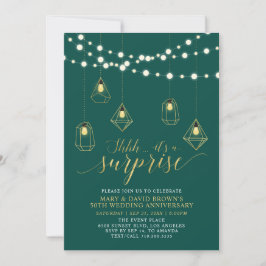 Invitación Sorpresa de aniversario de bodas con luces doradas