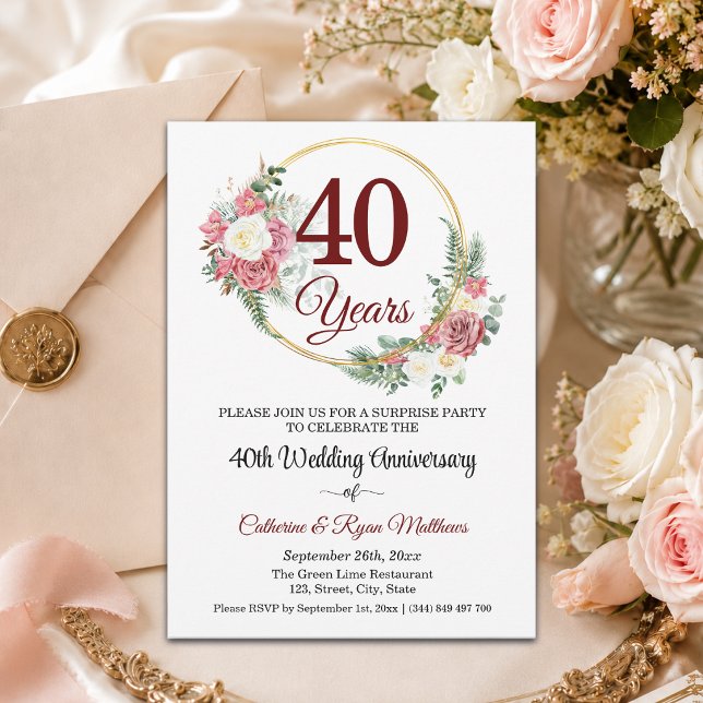 Invitación Sorpresa de aniversario de bodas número 40 con flo (Subido por el creador)