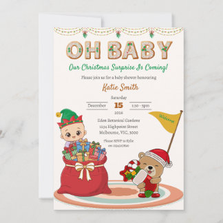 Invitación sorpresa de bebé de Navidad
