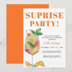 Invitación Sorpresa de bebida divertida de naranja Cumpleaños