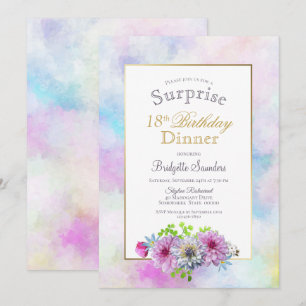 Invitación Sorpresa de cena de cumpleaños número 18 con marco