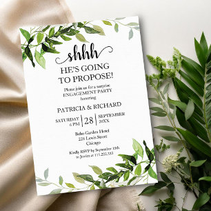 Invitación Sorpresa de compromiso con follaje verde