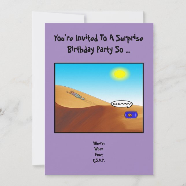 Invitación sorpresa de cumpleaños. (Anverso)
