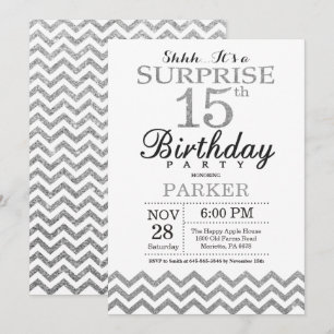 Invitación sorpresa de cumpleaños 15 con brillo de