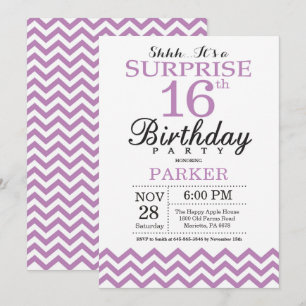 Invitación sorpresa de cumpleaños 16 con Chevron p
