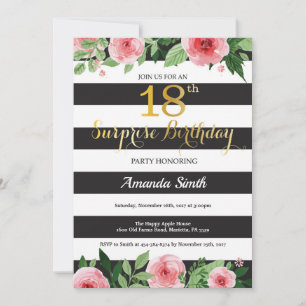 Invitación sorpresa de cumpleaños 18 para mujeres 