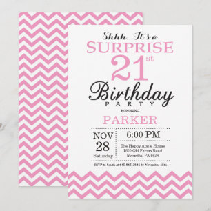 Invitación sorpresa de cumpleaños 21 con Chevron r