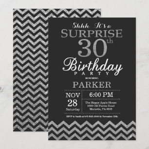 Invitación sorpresa de cumpleaños 30 con brillo de