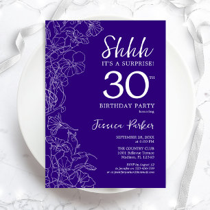 Invitación Sorpresa de cumpleaños 30 en morado
