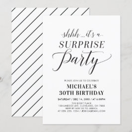 Invitación Sorpresa de Cumpleaños 30 Minimalista Moderna