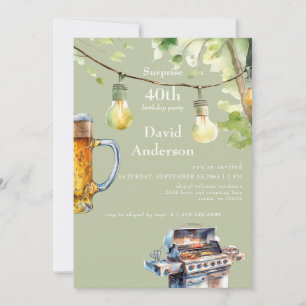 Invitación sorpresa de cumpleaños 40 BBQ Sage
