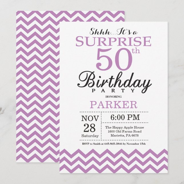 Invitación sorpresa de cumpleaños 50 años Chevron  (Anverso / Reverso)
