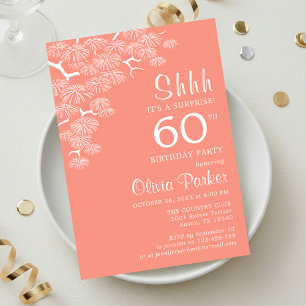 Invitación Sorpresa de Cumpleaños 60 con Rama de Pino Rosa Me