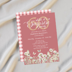 Invitación Sorpresa de cumpleaños 60 de mujer con flor silves
