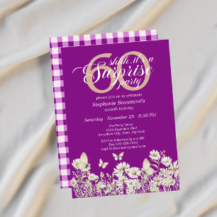 Invitación Sorpresa de cumpleaños 60 de mujer con flores silv