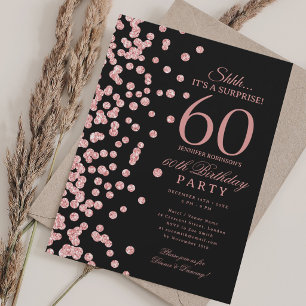 Invitación Sorpresa de Cumpleaños 60 Elegante Rosa Dorado Bri