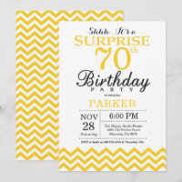 Invitación sorpresa de cumpleaños 70 amarillo Chev