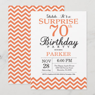 Invitación sorpresa de cumpleaños 70 con Chevron d