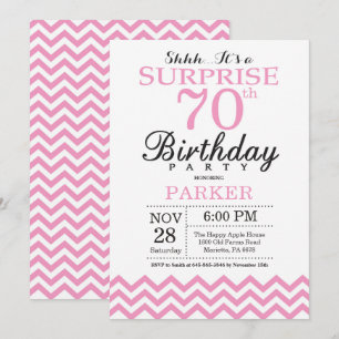 Invitación sorpresa de cumpleaños 70 con Chevron r