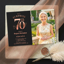 Sorpresa de cumpleaños 70 elegante en oro rosa con