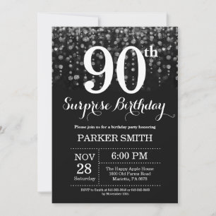 Invitación sorpresa de cumpleaños 90 años con bril