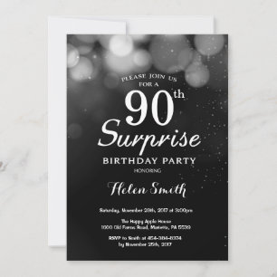 Invitación sorpresa de cumpleaños 90 con brillo de