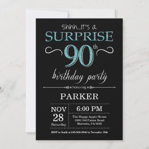 Invitación sorpresa de cumpleaños 90 negro y verde