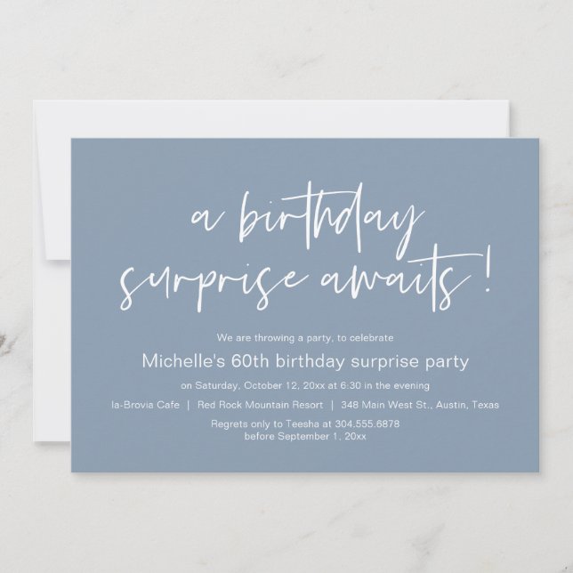 Invitación Sorpresa de cumpleaños a la espera de la celebraci (Anverso)