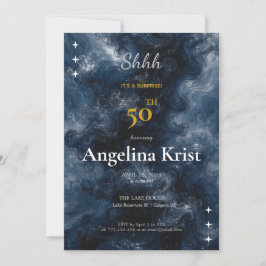 Invitación Sorpresa de cumpleaños azul de medianoche mileston