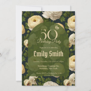 Invitación Sorpresa de cumpleaños con acento de ranúnculo boh