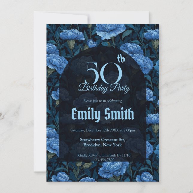 Invitación Sorpresa de cumpleaños con tema de clavel boho (Anverso)