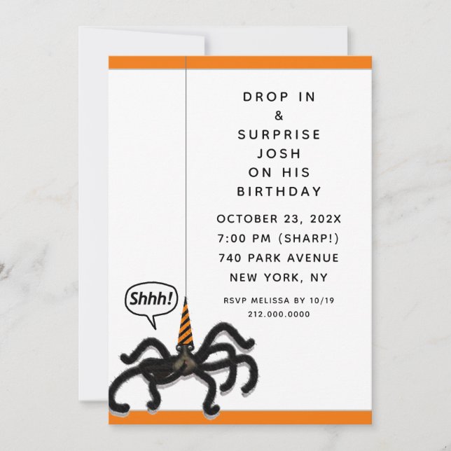Invitación Sorpresa de cumpleaños en octubre (Anverso)