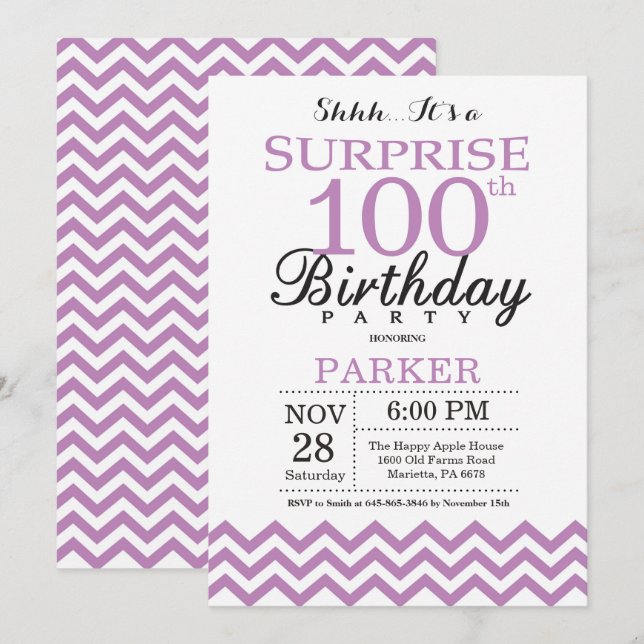 Invitación sorpresa de cumpleaños número 100 Chevr (Anverso / Reverso)