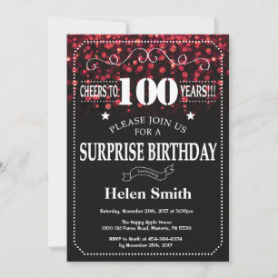 Invitación sorpresa de cumpleaños número 100 con b