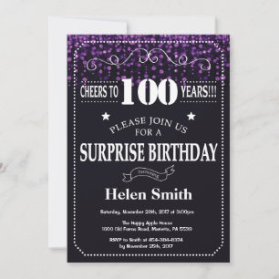 Invitación sorpresa de cumpleaños número 100 con b