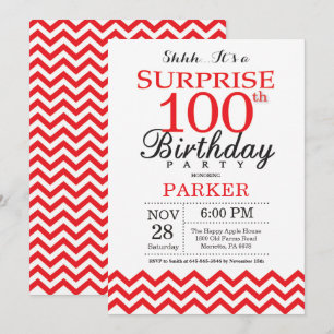 Invitación sorpresa de cumpleaños número 100 con C