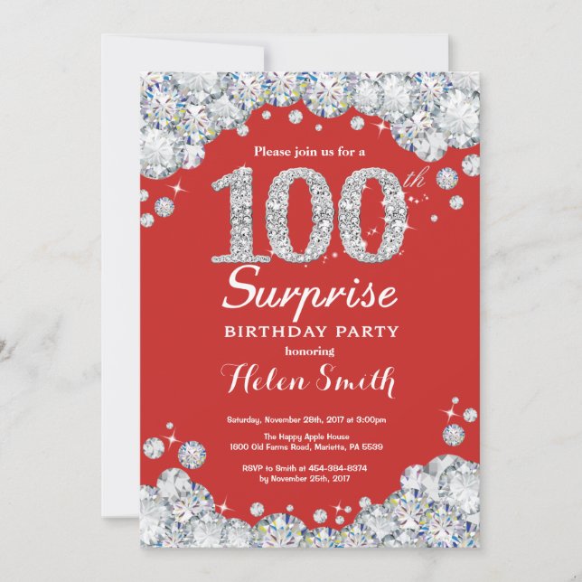 Invitación sorpresa de cumpleaños número 100 de pl (Anverso)