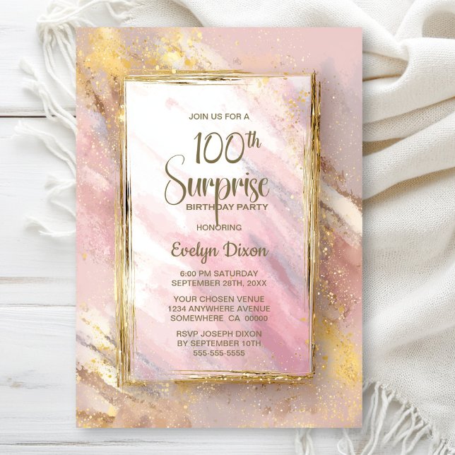 Invitación Sorpresa de cumpleaños número 100 Fiesta de Oro Ro (Subido por el creador)