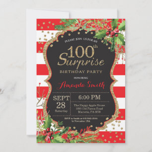 Invitación sorpresa de cumpleaños número 100 Navid
