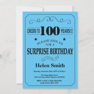 Invitación sorpresa de cumpleaños número 100 negro