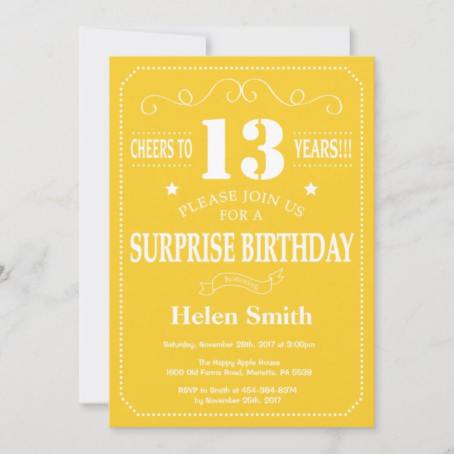 Invitación sorpresa de cumpleaños número 13 Amaril (Anverso)