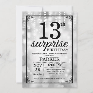 Invitación sorpresa de cumpleaños número 13 con br