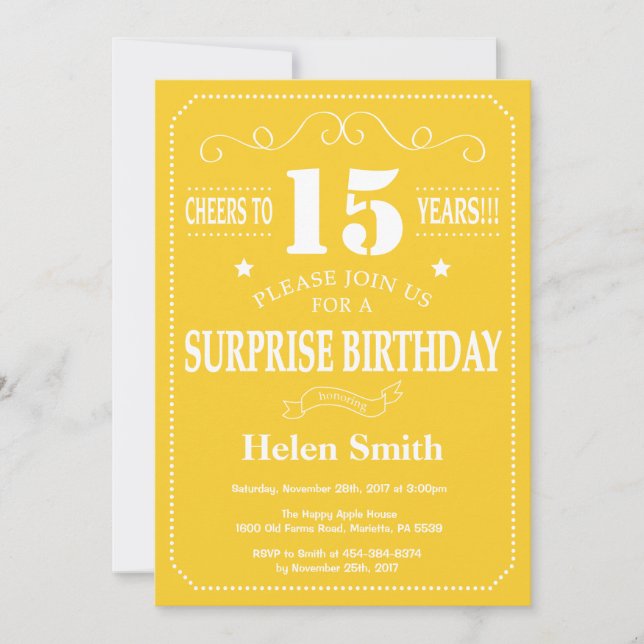 Invitación sorpresa de cumpleaños número 15 Amaril (Anverso)
